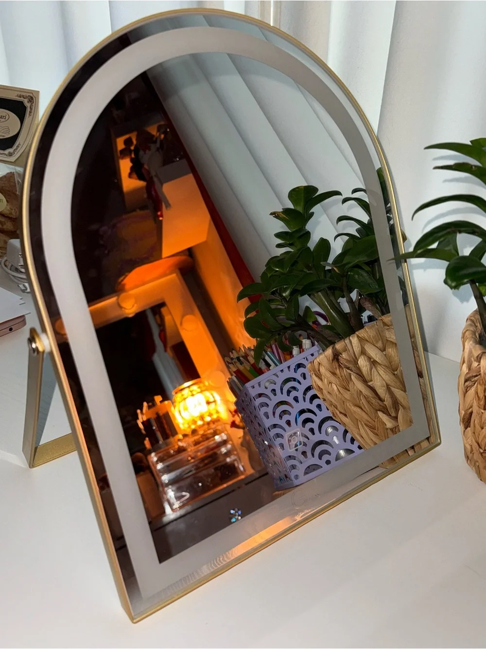 Gold Arch LED Vanity Mirror with Touch Light